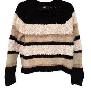 Only Black and Cream Striped Sweater
